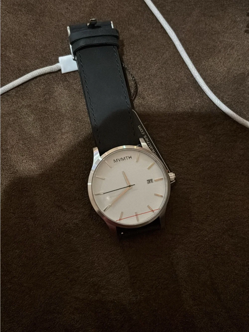 MVMT Rose Gold Case Watch with Black Strap and Cream Dial